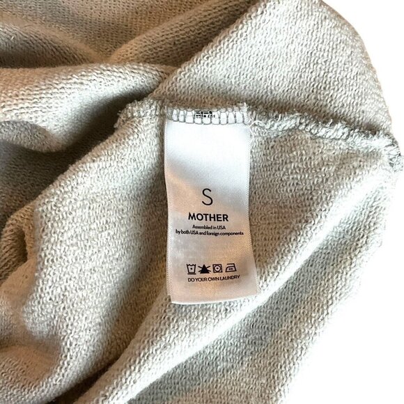 MOTHER Size S Drop Square Sweatshirt Stars Gray Pullover Crew Neck Long Sleeve - Picture 7 of 9